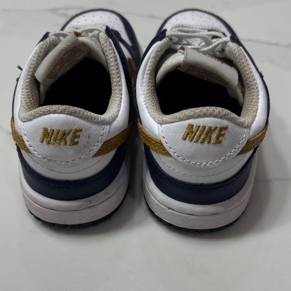 Nike Kids Dunk Low Sneaker - Navy, White & Gold
